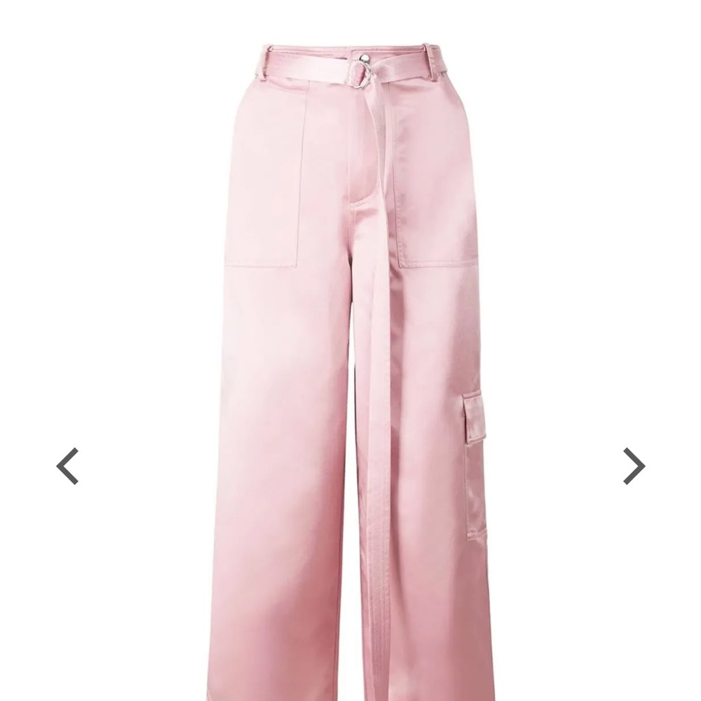 STAUD Blush Wide-Leg Satin Trousers